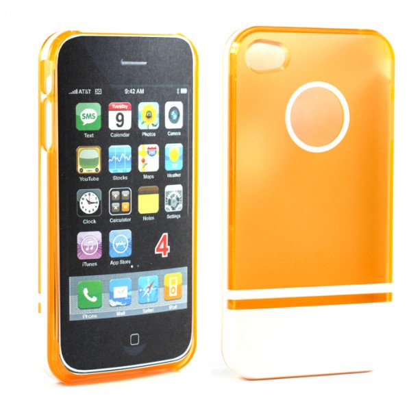 Wholesale iPhone 4 4S Two Tone Case (OrangeWhite)